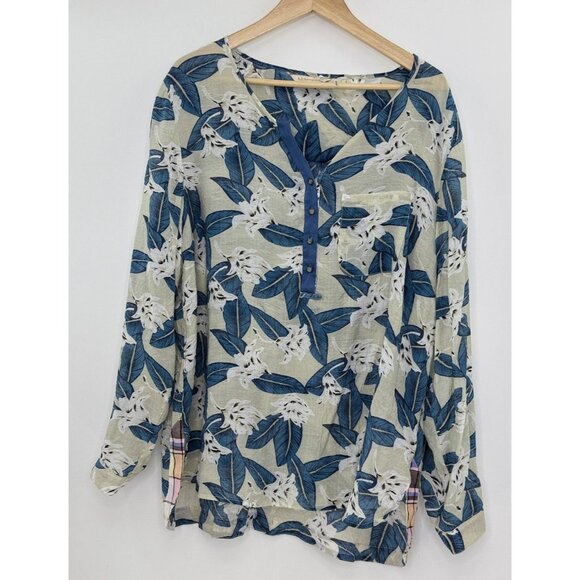 Soft Surroundings Plus Size Mixed Print Sheer Lightweight‎ Top 1x Boho - Picture 1 of 12